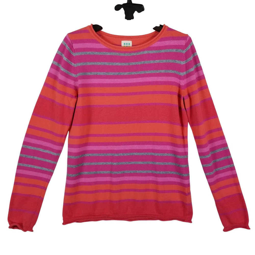 Title Nine Mobetta 70 Striped Sweater Womens Small Pink Orange Cotton Blend Knit